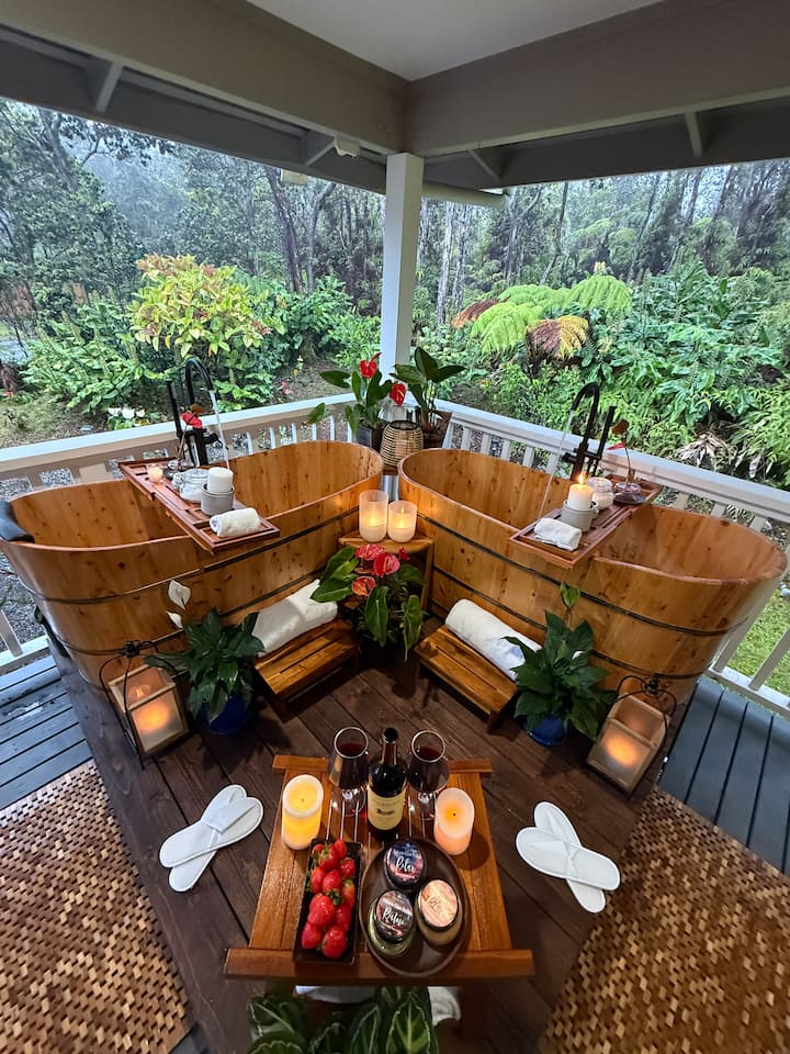 Ohia Lehua Hale-Two Hot Tubs-Fireplace-Fire Table