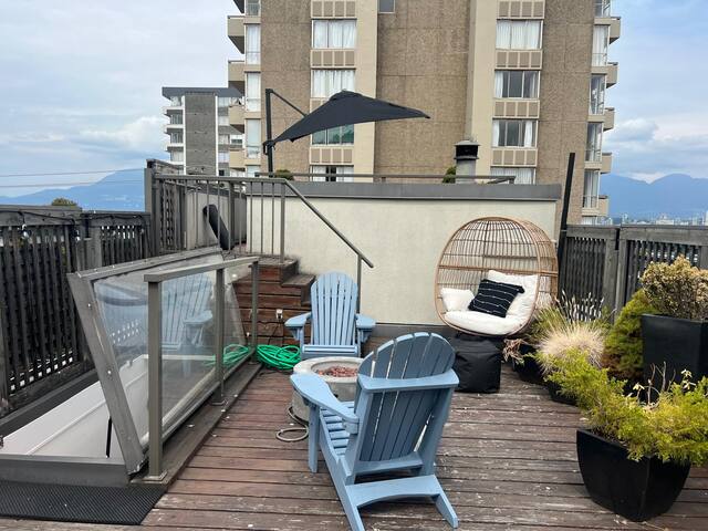Two Floor Rooftop Patio Steps from Kits Beach