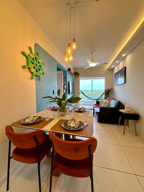 new apartment in a gated community with air conditioning and elevator