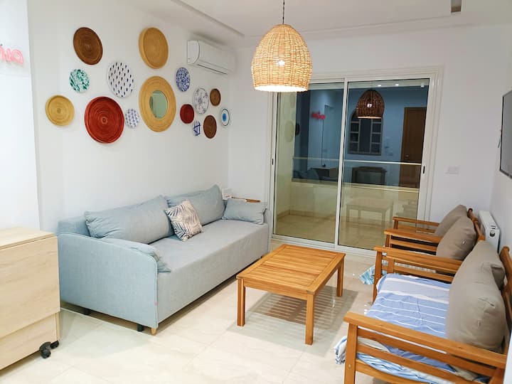 Luxury Appartment Hammamet S+2 Décoré Piscine Mer - チュニジア