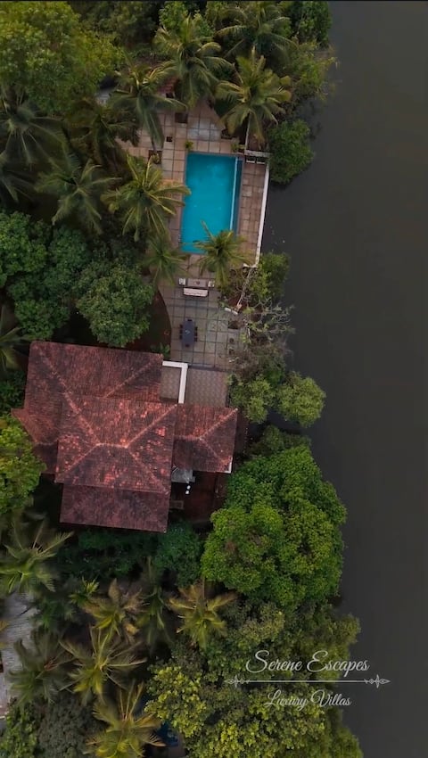 Serene Mansion 9BHK River view+pool+butlers+garden