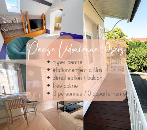 Lédonienne Break*: 10 people, 3 apartments, center, air conditioning
