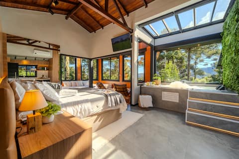 Cabana in Urubici with a Hot Tub.