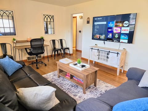 Galesburg Escape, pet friendly game room, King Bed