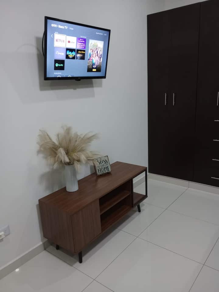 Голяма спалня със смарт телевизор, услуга Netflix, Flash Premium, повече от 20 000 канала от цял свят, ютия и дъска за гладене, завеси за затъмнение...