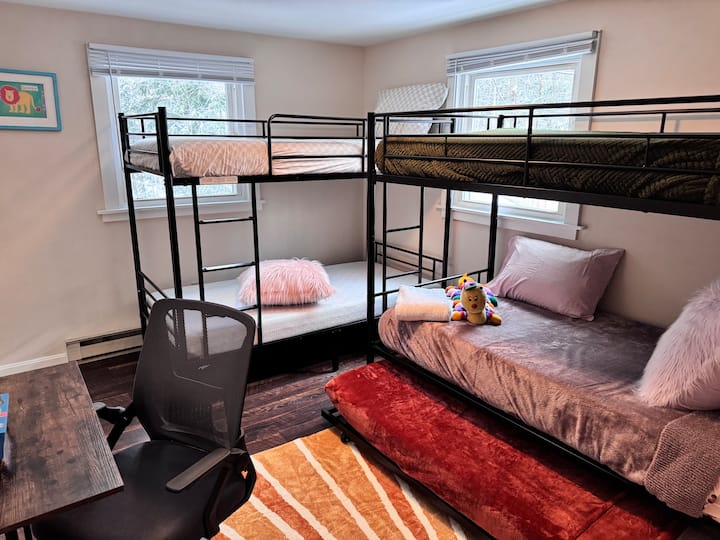 Bunk bed with a trundle. Cozy