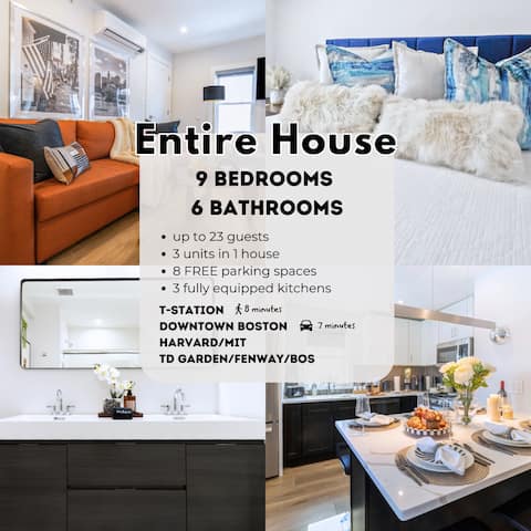 NEW 9BR6Bth Parking|MIT|Harvard|Boston|Walk to T