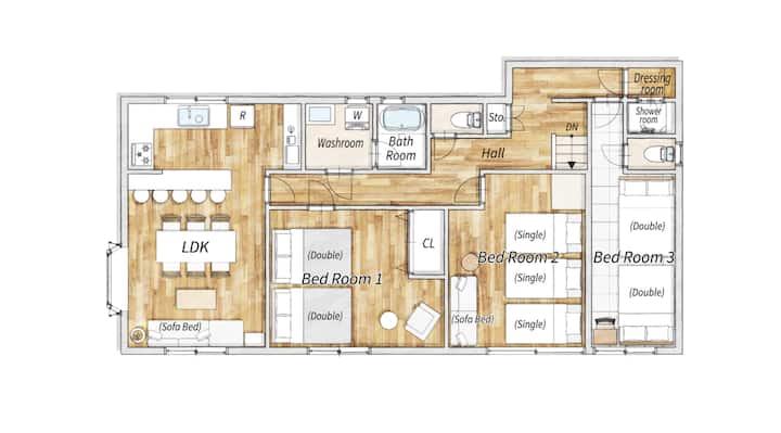 Shinjuku/3ldk/max15ppl/7beds+2sofabed/100㎡ - Tokio