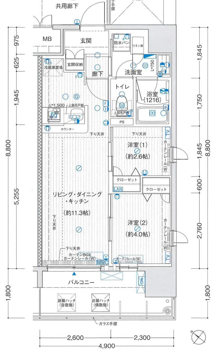 New 2 Bedroom Apartment (42sqm) @ Hakata Hl6 - 福岡市