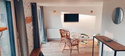 Successful Airbnb property: Peaceful, cozy 45 m² 2-bedroom apartment, terrace with mountain views. in Diocèse De Saint étienne