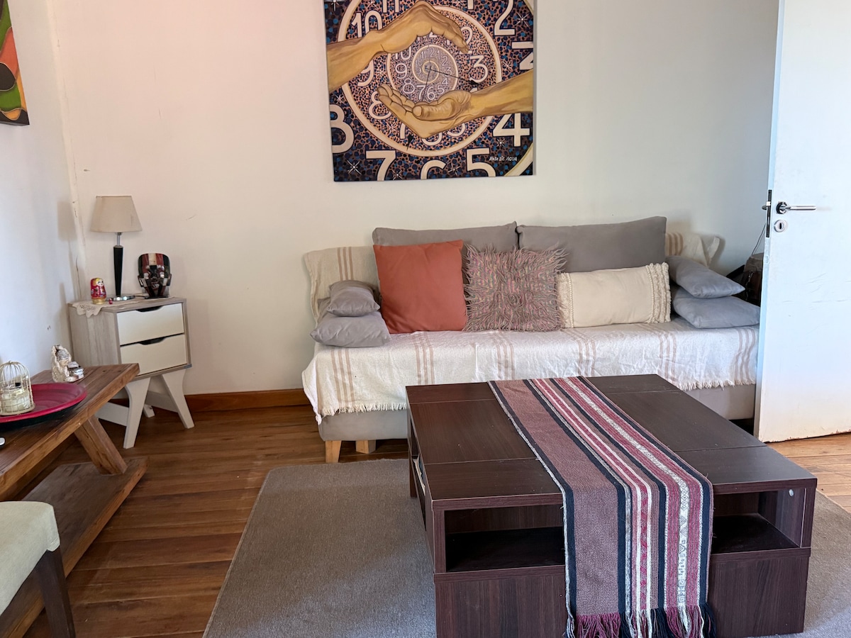 غرفة نوم غرفة معيشة (الأريكة مصنوعة من سرير مزدوج)