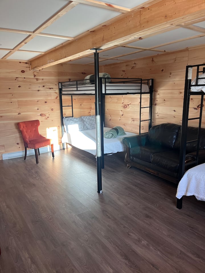 Bunk room will be accessible for parties greater than 6 registered guests. Extra fee per person will apply.