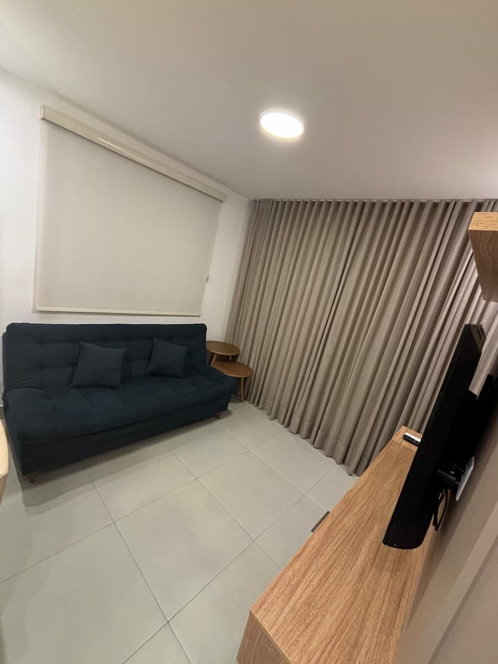 Próx. à Praia + Shopping Praiamar | Ar + Vaga - Santos, Brasil