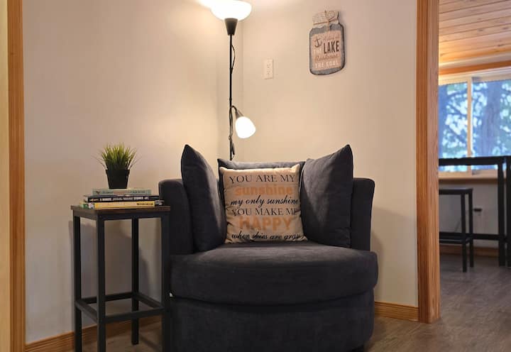 Cozy cuddle chairs and reading lamp. Perfect for snuggling up to a great book 