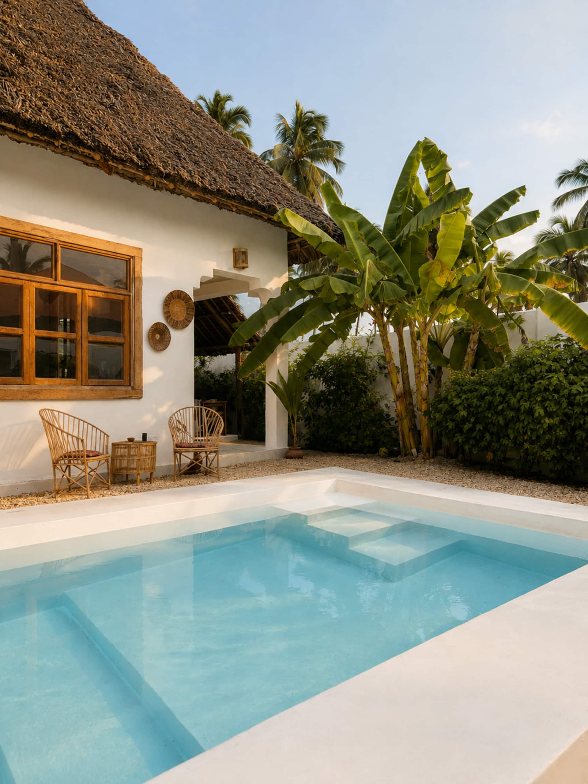 Villa Kahawa private swimming pool next to beach