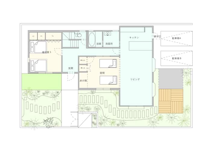 雅|关西机场|泉南Long Park 沙滩|奥特莱斯|和歌山|附近200平方花园别墅|两个停车位 - 센난시