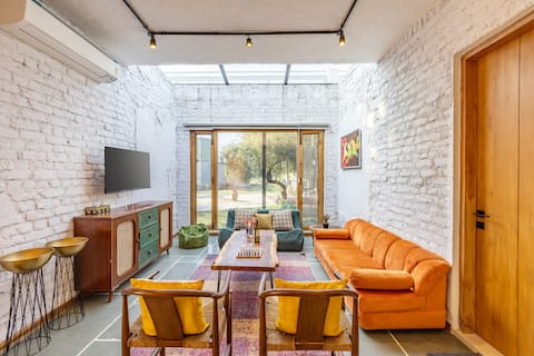 Rustic Luxe: 3-BHK Mud Villa W/ Pool & Gazebo