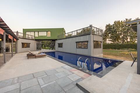 Rustic Luxe: 3-BHK Mud Villa W/ Pool & Gazebo