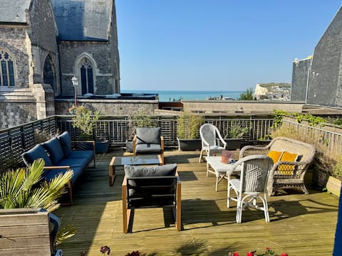 La Maison Bleue, terraces and panoramic sea view