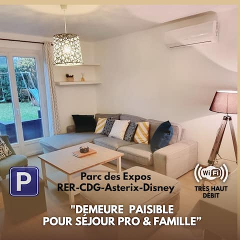 Quiet house near Expo Park, CDG, pros & families