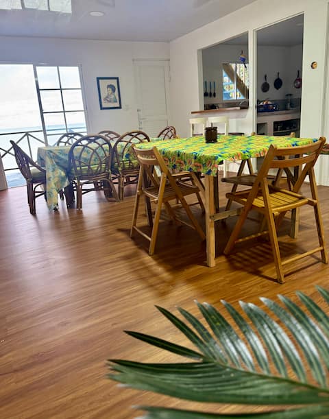 Room with ocean and beach views.