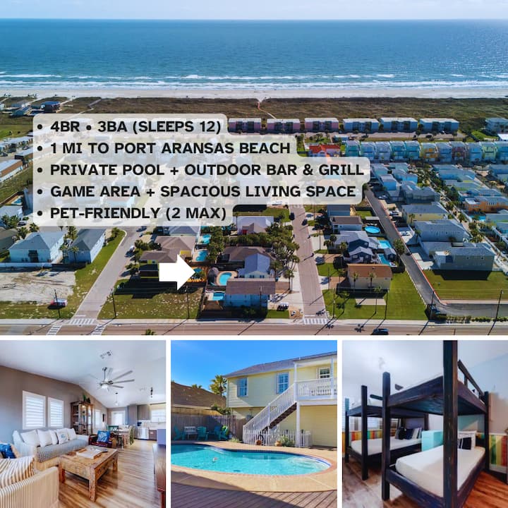 Privatepool Beachouse+fits 12+petsok+game Room - Port Aransas, TX