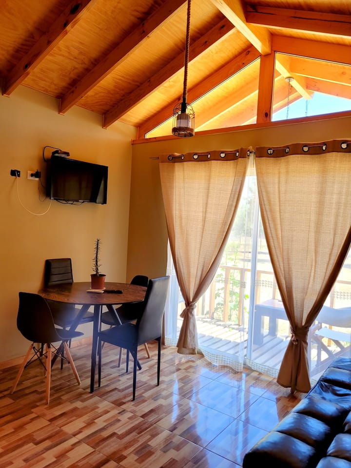 Dhomë ndenjjeje me divan krevat dhe televizor kabllor