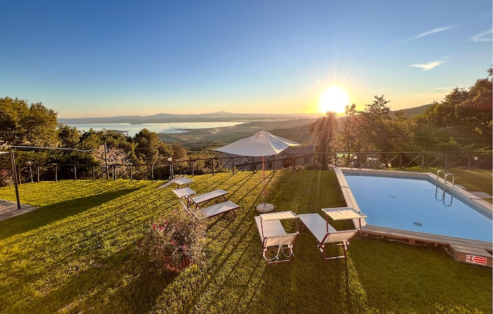 villa at sunset