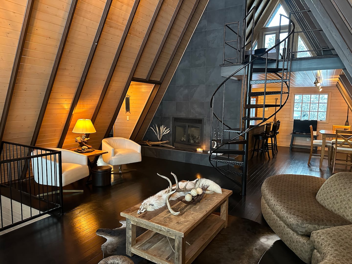 Entertainment space at the Echo Lake cabin