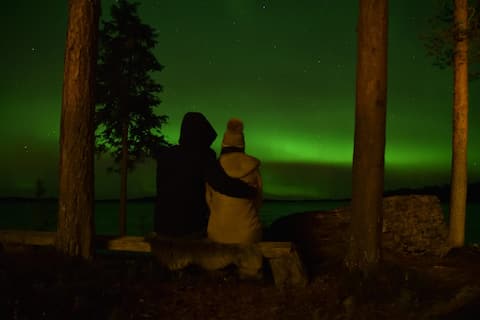 Blue Moment - Forest Magic, beach and Aurora view