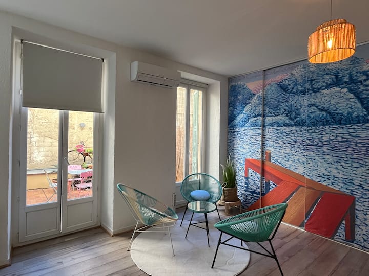 Magnifique Appart Avec Grande Terrasse A/c - 濱海自由城
