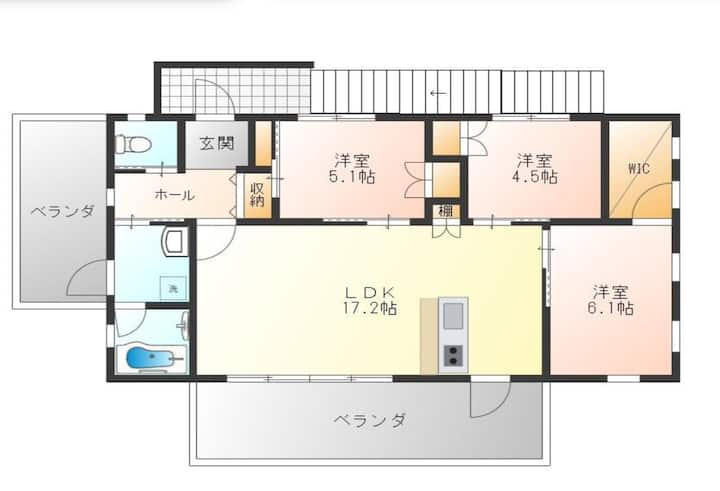 沖縄の中心地｜新しい建物｜アリーナ・球場近く｜高速Ic近く｜最大7名様貸切宿 - Okinawa
