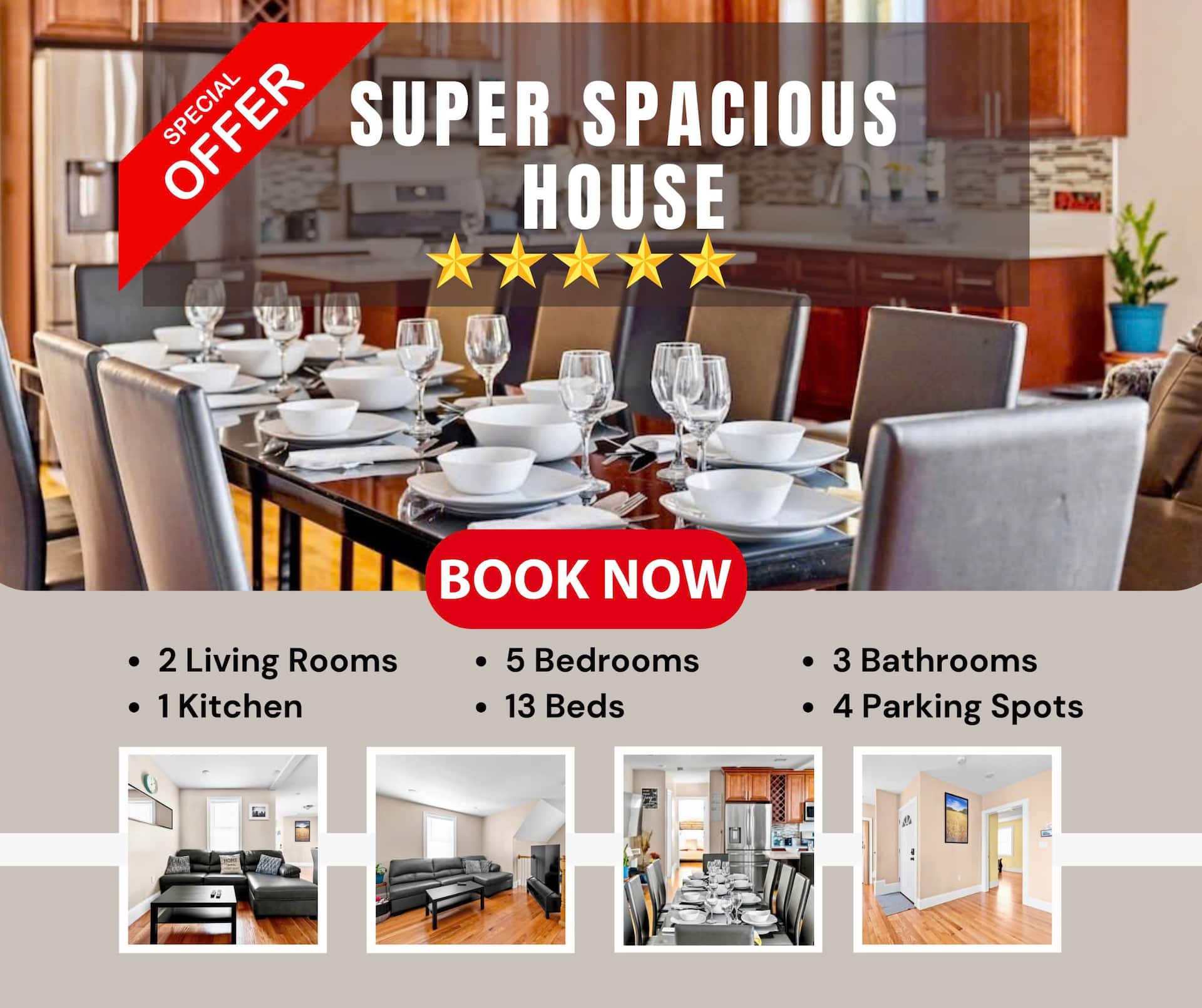 Spacious 5BR Group Stay Near Beach & Boston 555/2