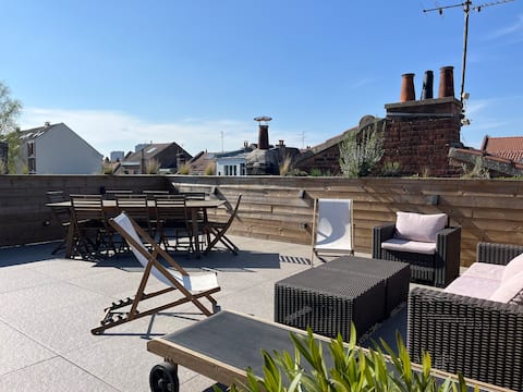 Spacious loft with rooftop, 10 minutes from Lille