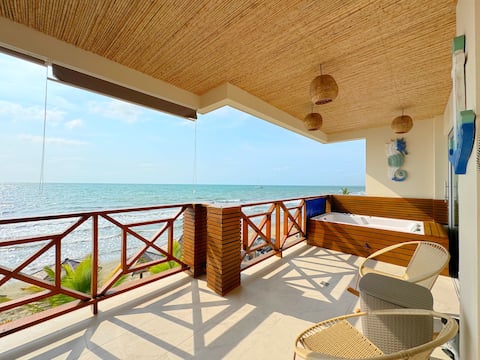 Waterfront apartment with pools and restaurant