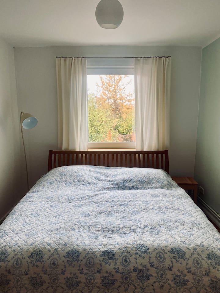 Schlafzimmer 3 mit Kleiderschrank auf der ersten Etage und Blick in den Garten
Bettgröße (180x200)