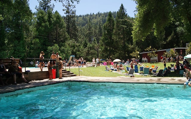 Pine Grove pool open May 24-September for $13 adults and $7 children. at Panoramic View Campsite – bring your own tent or small camper in Hidden Valley Lake