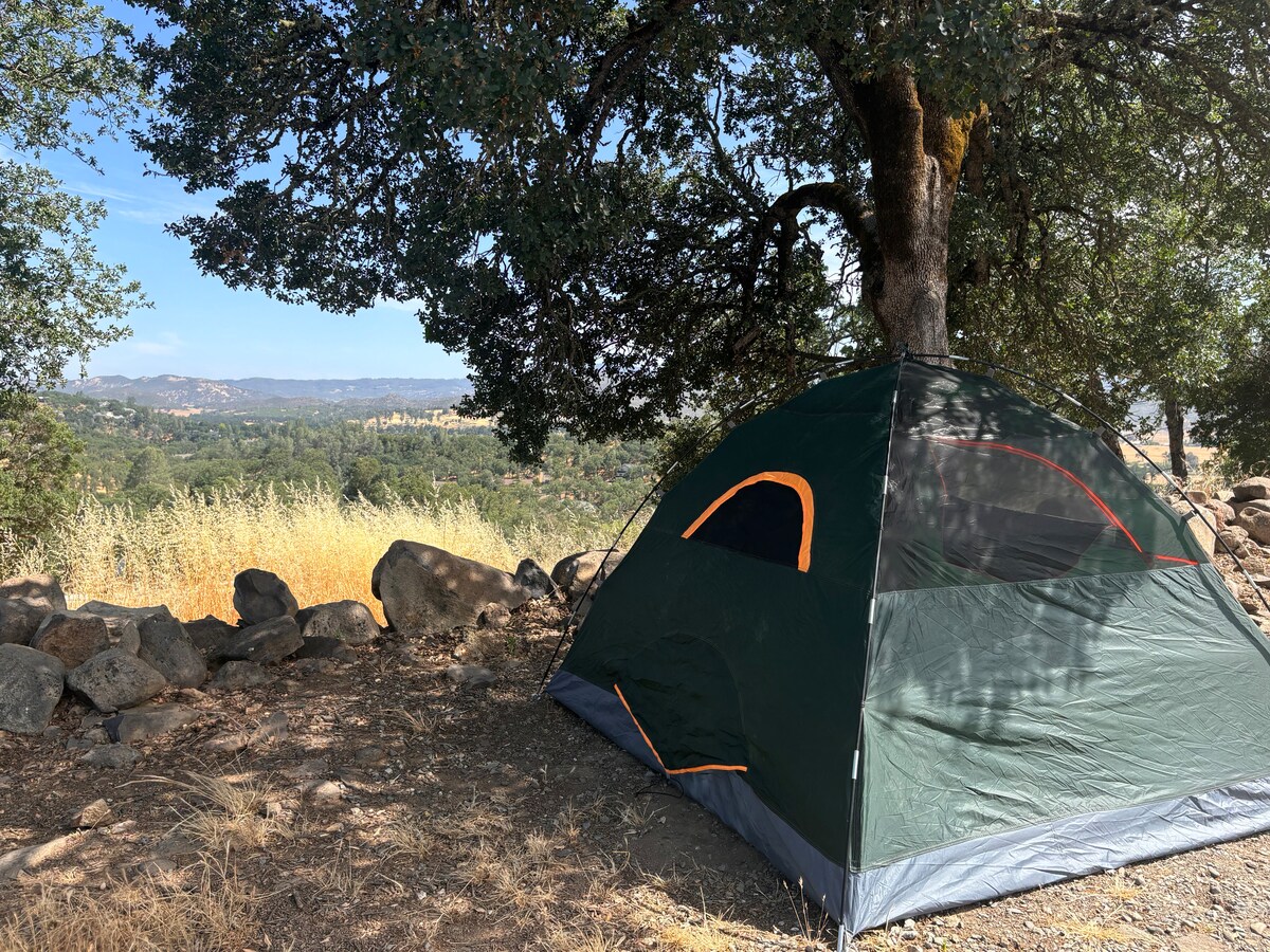 The Garden campsite, perfect for your tent, with the best view! Actual guest photos. at Panoramic View Campsite – bring your own tent or small camper in Hidden Valley Lake