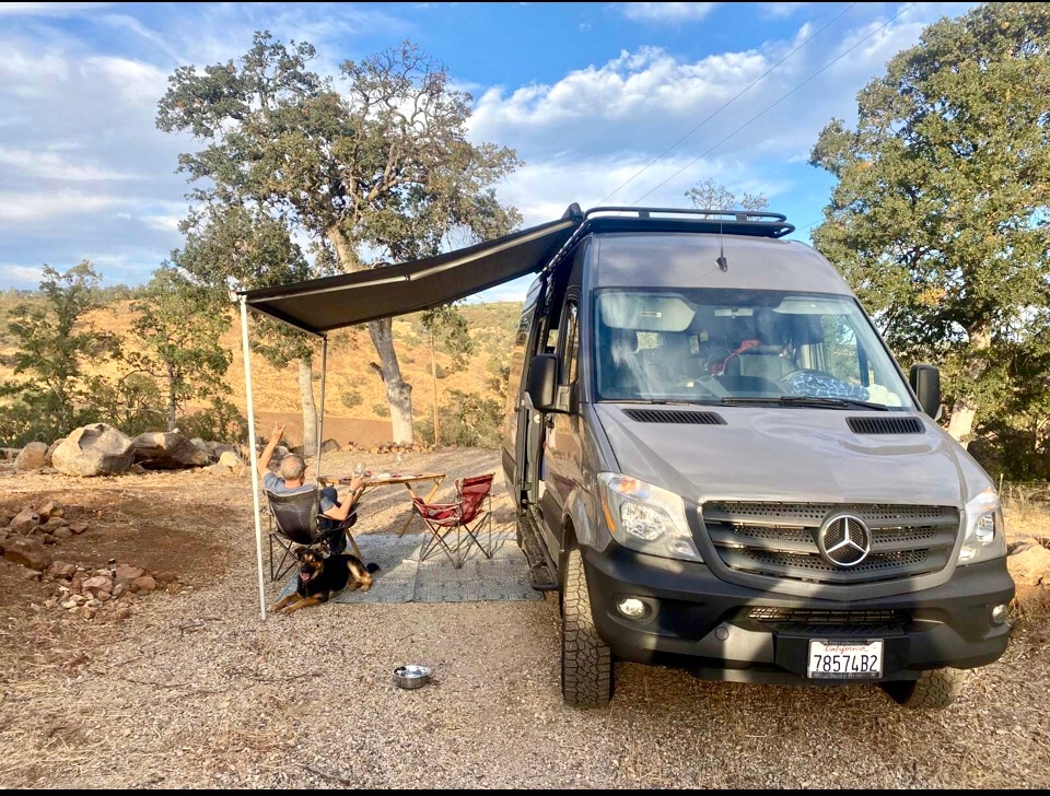 Perfect for van camping this is photo of actual guest. at Panoramic View Campsite – bring your own tent or small camper in Hidden Valley Lake