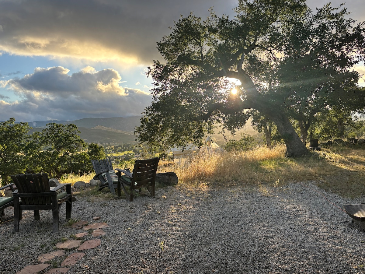 Sunset is magical every night. at Panoramic View Campsite – bring your own tent or small camper in Hidden Valley Lake