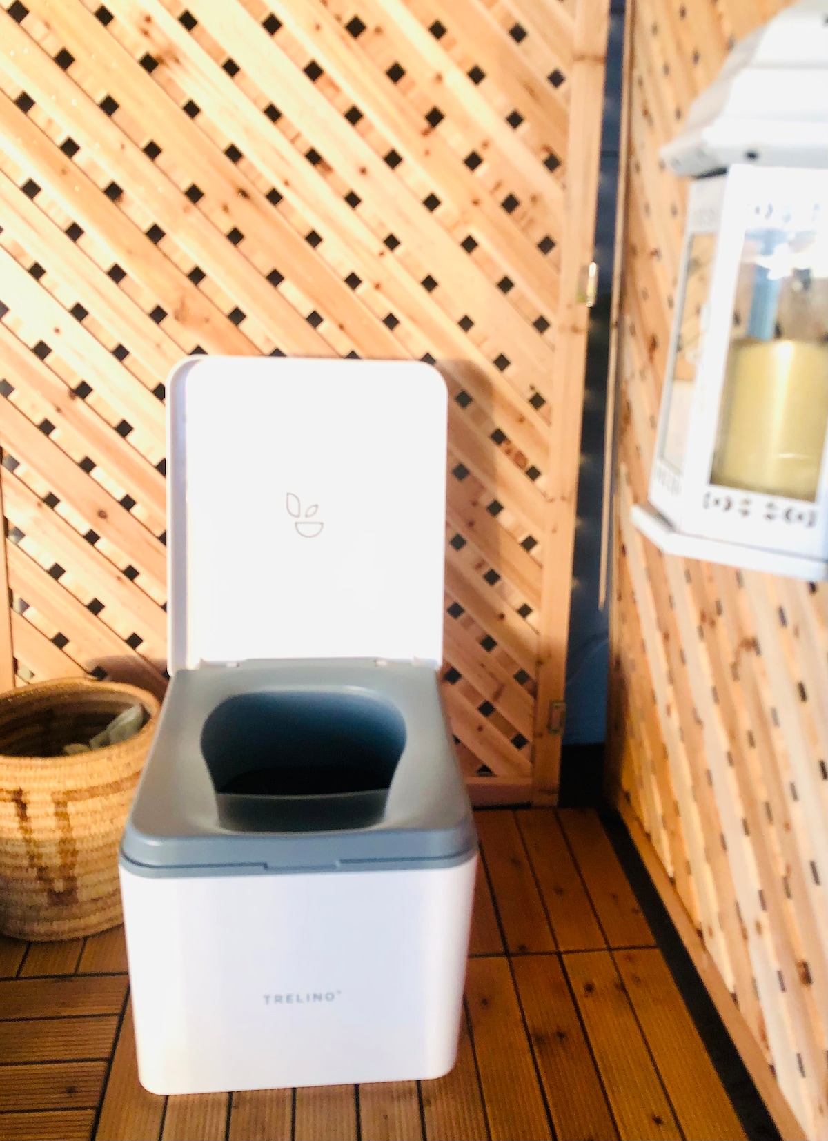 Trellino modern German composting toilet, it costs about $500 and it is the best one in the world. We also have a new $1000 Nature’s Head in a new structure. We strive for permacul