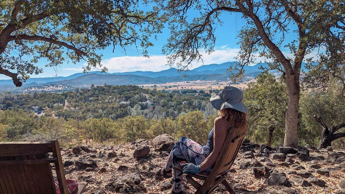 Your host taking a break and enjoying the view! at Panoramic View Campsite – bring your own tent or small camper in Hidden Valley Lake