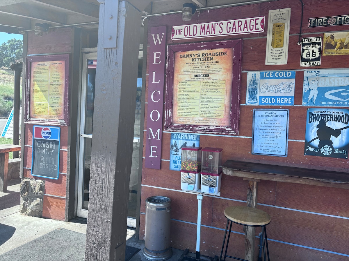 Danny's Roadside Barbecue in Lower Lake. Try the whole smoked chicken for $13.99...TDF! OMG! SOOOOO good. Cash only. Like many businesses here. at Panoramic View Campsite – bring y