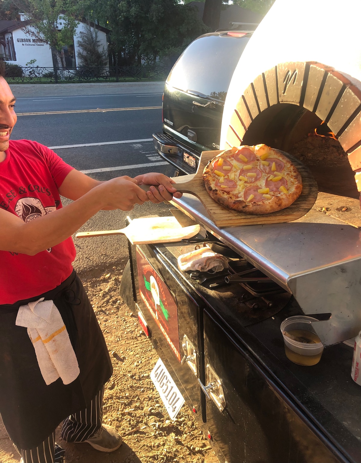 Wood fired pizza is everywhere here, a tradition at the Friday farmers market. at Panoramic View Campsite – bring your own tent or small camper in Hidden Valley Lake