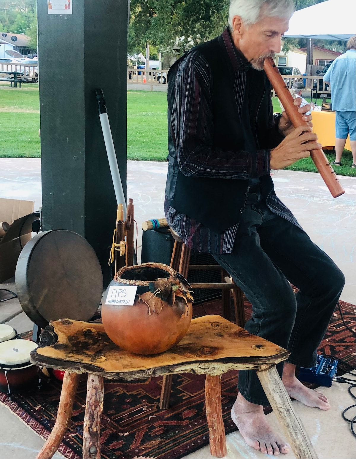 Local pottery fired in wood fires is a specialty here, and New Age music, such as the flute player at the Friday farmer's market. at Panoramic View Campsite – bring your own tent o