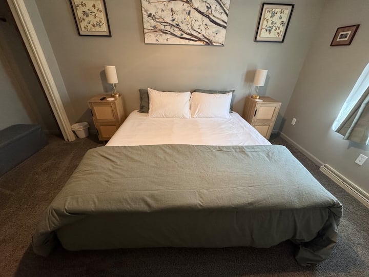 Slobodna spavaća soba s bračnim krevetom i TV-om