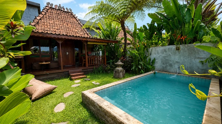 Wooden Hut - Ricefield View & Private Pool - Sidemen