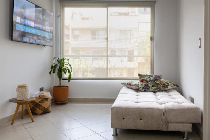 To keep in mind for the sofa bed: In the closet of the two-bed part you can find a mattress to put on it, for added comfort. And in the basket in the TV room are the sheets and a blanket.
