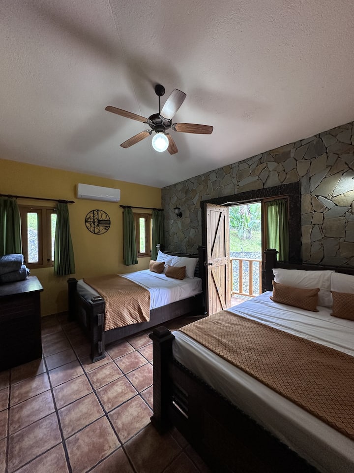 2 Queen beds, Air conditioning, Bed linens, Hangers, Iron, Mountain View, Private Bathroom, Extra pillows and Blankets, Clothing Storage, WIFI, Balcony
