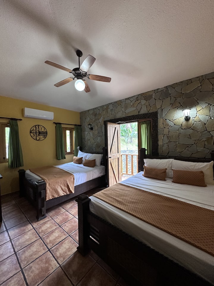 2 Queen beds, Air conditioning, Bed linens, Hangers, Iron, Mountain View, Private Bathroom, Extra pillows and Blankets, Clothing Storage, WIFI, Balcony